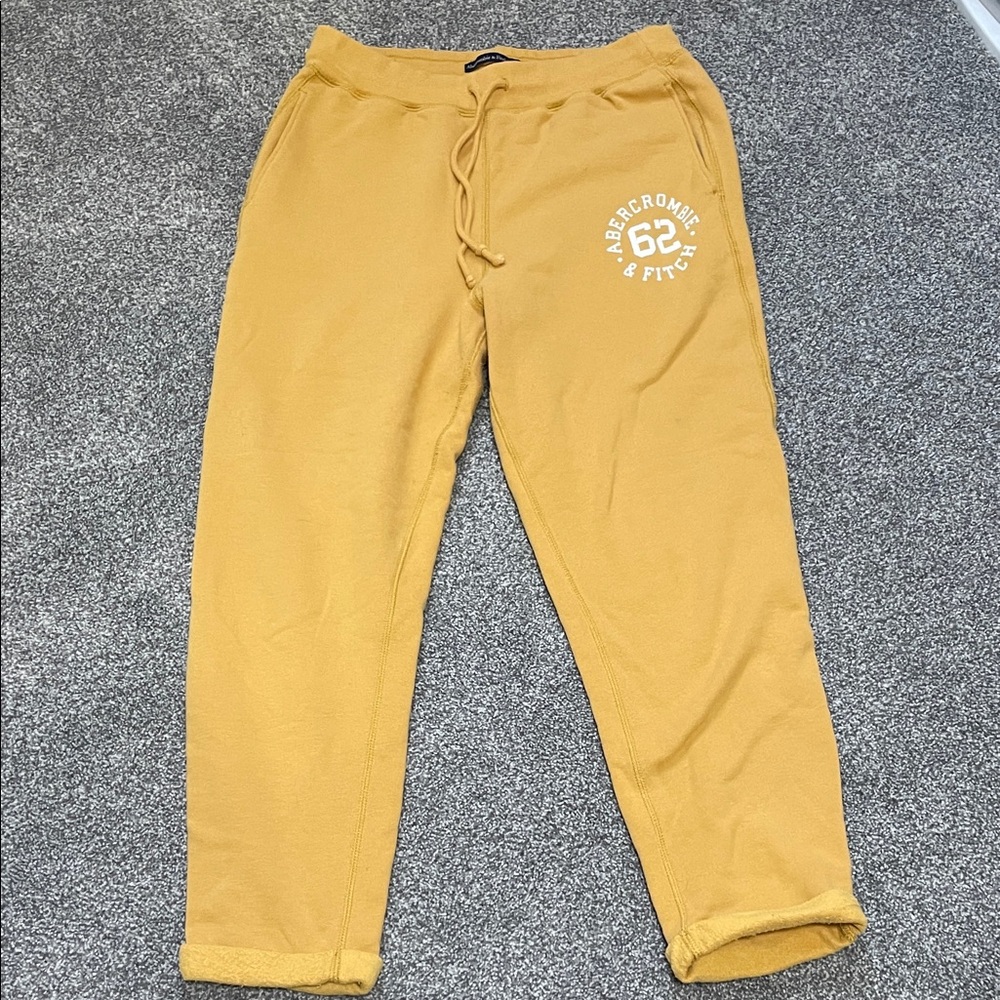 Abercrombie & Fitch Mustard Yellow Drawstring Cuffed Sweatpants